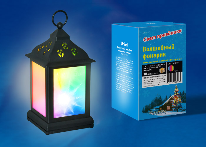 ULD-L1122-010/DTB/RGB/3D BLACK Фонарь со светодиодной гирляндой внутри, на батарейке (в комплект не ULD-L1122-010/DTB/RGB/3D BLACK Фонарь со светодиодной гирляндой внутри, на батарейке (в комплект не