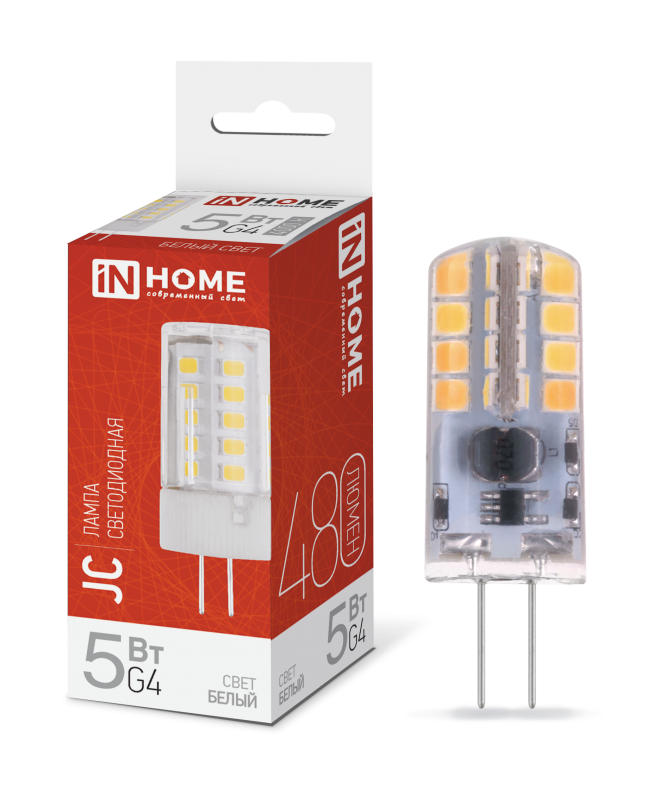 Лампа светодиодная LED-JC 5Вт 12В G4 4000К 480Лм IN HOME